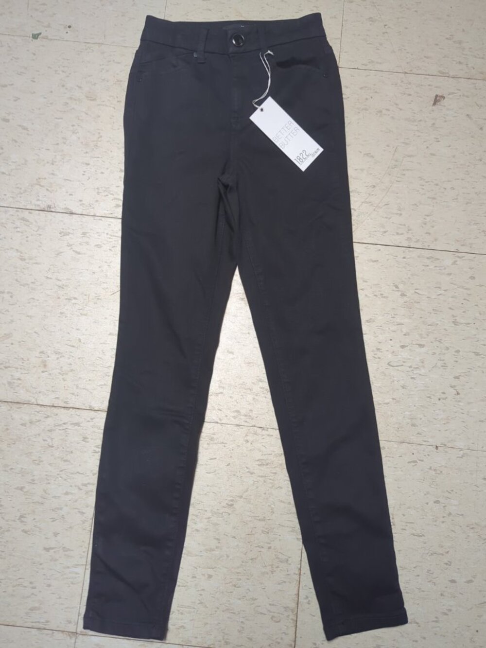 1822 Denim Super High-Rise Better Butter Denim Ankle Skinny Jeans Black Size 00